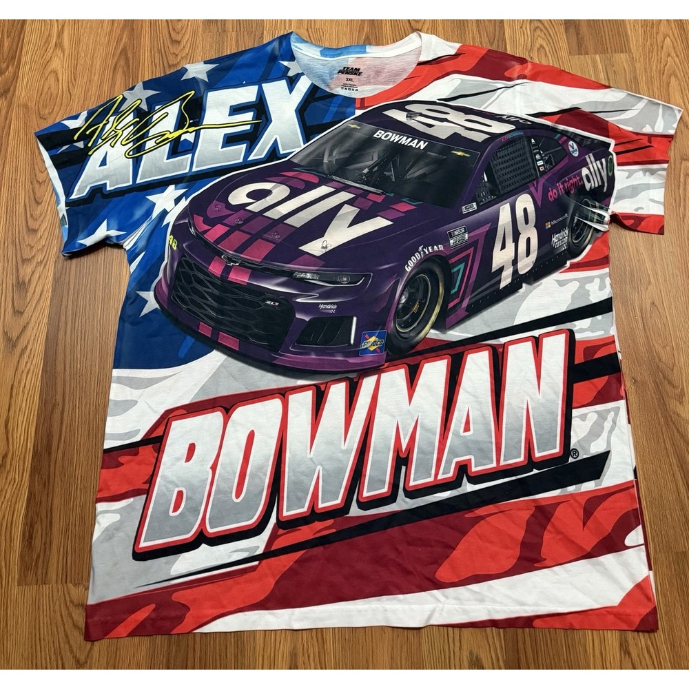 Alex Bowman 48 NASCAR All Over Print T Shirt 3XL Team Penske Patriotic